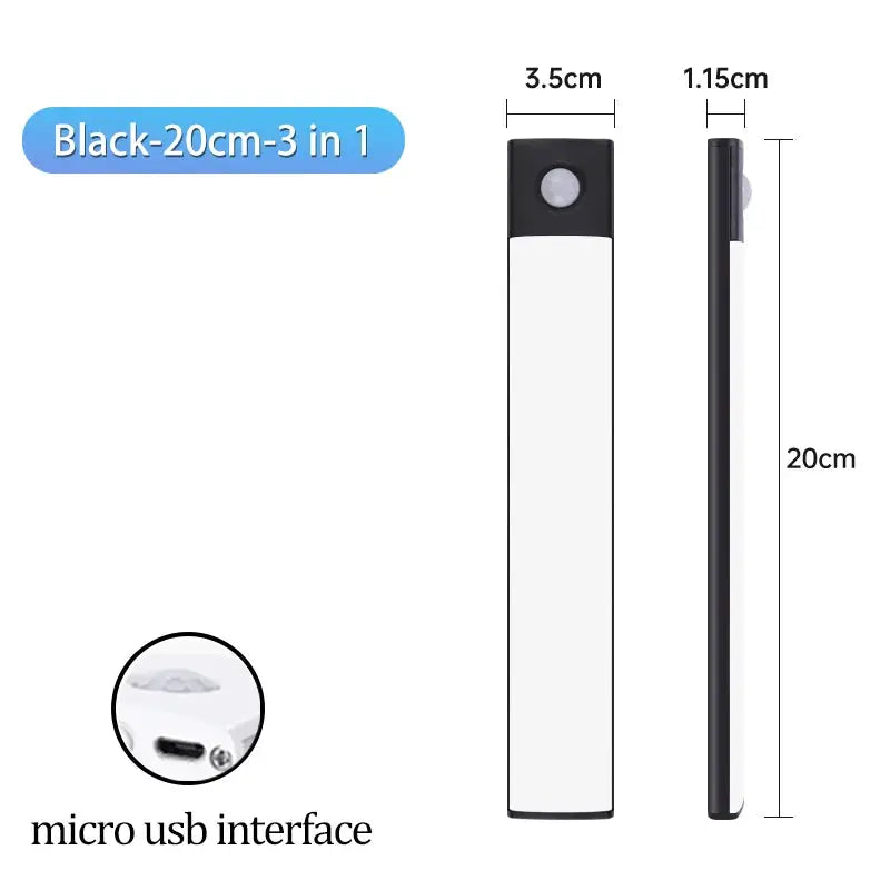 LumaLux USB Rechargeable Motion Sensor LED Cabinet Light With Three Color Temperatures Auto On Motion Activation