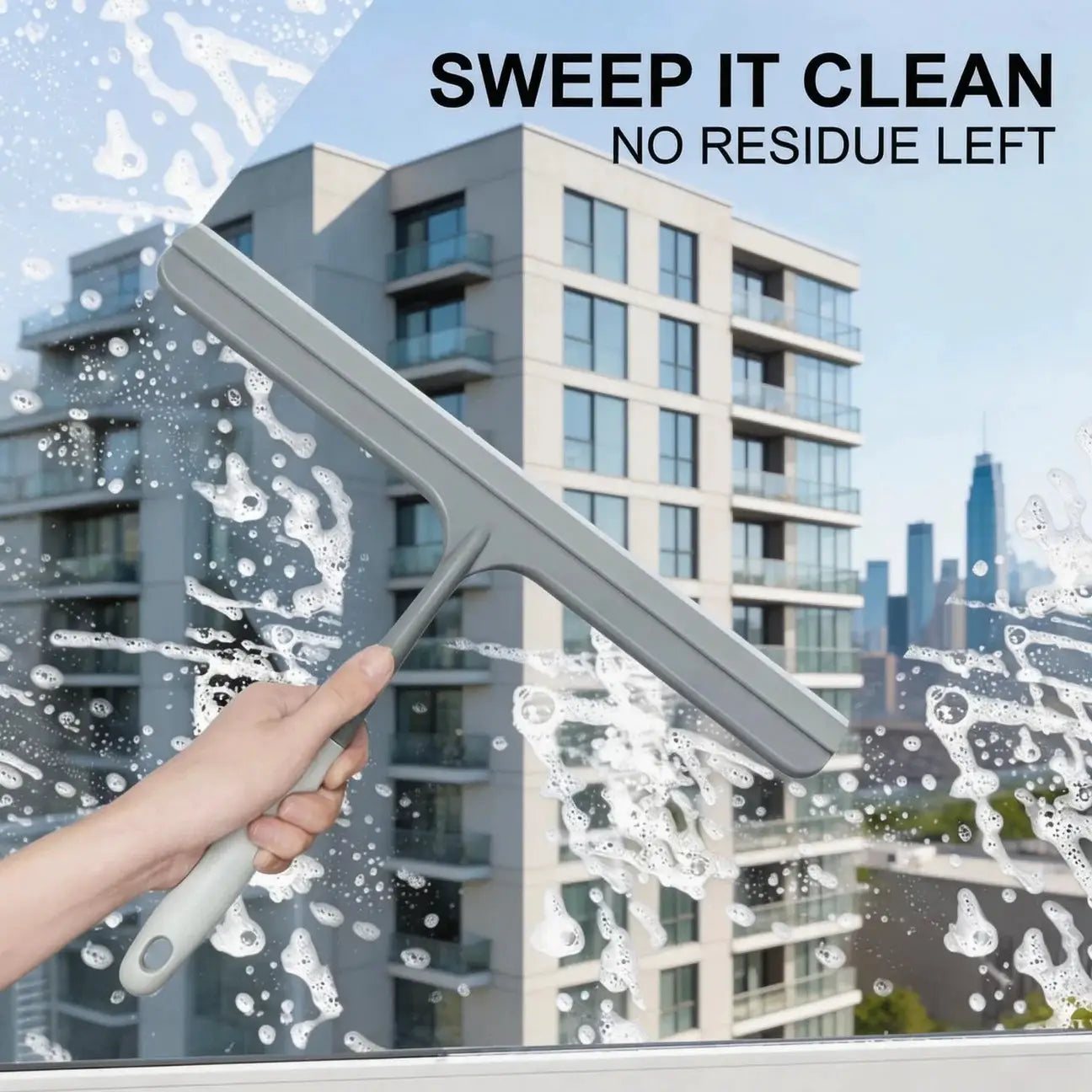 Simples Market silicone scraper wiper for windows; gray handheld glass cleaning tool