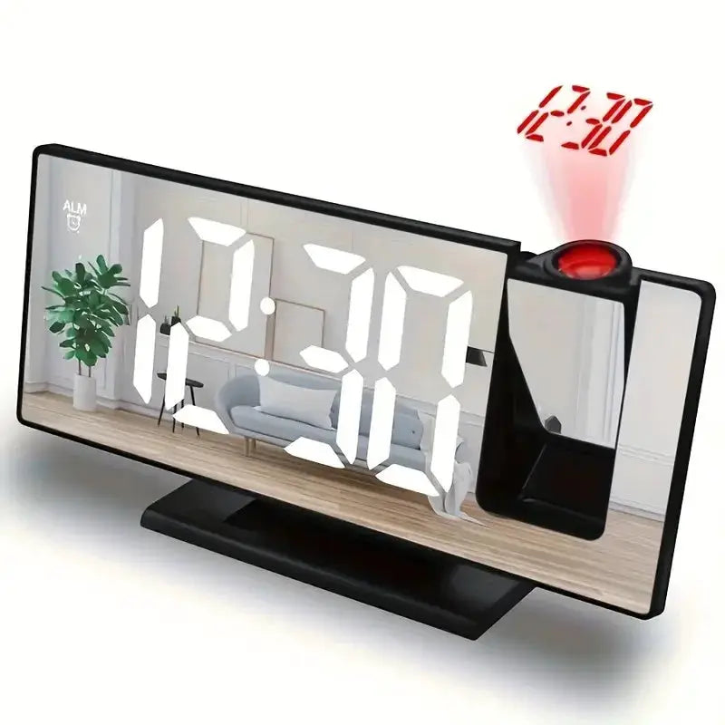 Projection alarm clock by Simples Market with a large digital display and 180° back/ceiling projection