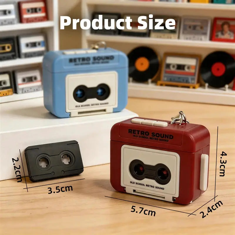 Retro Tape Recorder Keychain Mini Recording Music Box Key Ring Pendant Decompression Ornament Gift For Backpack Lovers