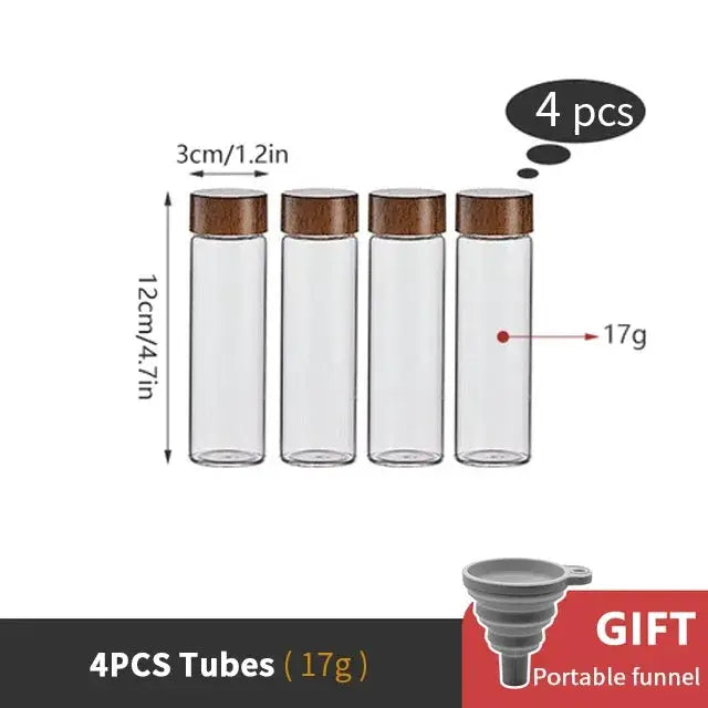 Coffeware Elegant Glass Coffee Beans Storage Tube Display Rack Set For Single Dose Espresso Accessory And Barista Tool