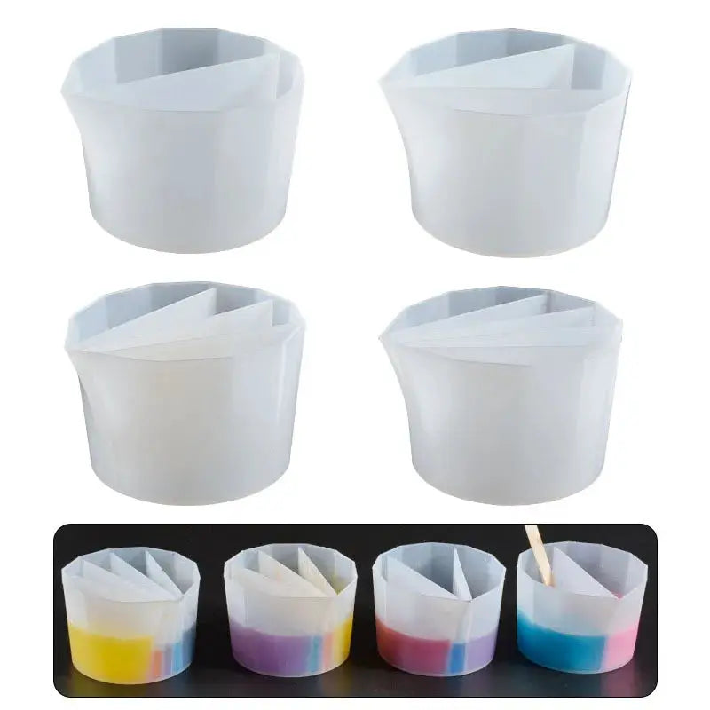 Reusable Silicone Paint Pouring Cups Set Of Three With Dividers For Acrylic Fluid Art