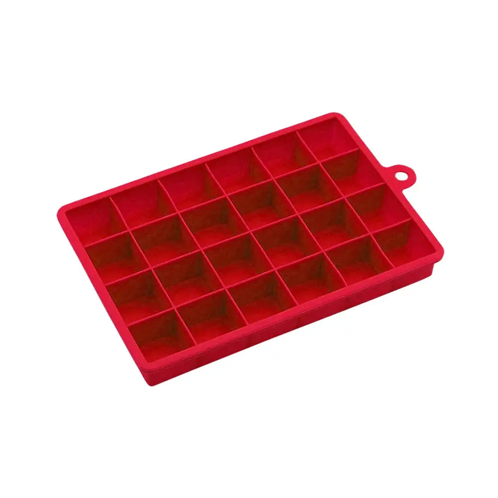 Ice cube tray silicone red, 24-square molds, Simples Market