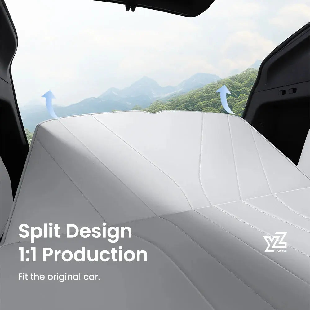Simples Market YZ Leather Trunk Mat for Tesla Model Y 2021–2026; white, fully surrounded waterproof non-slip cargo liner