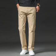 Men's khaki cotton-stretch straight-fit chinos by Simples Market