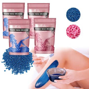 Simples Market hard wax beans kit, four pink packets with blue beads for body hair removal