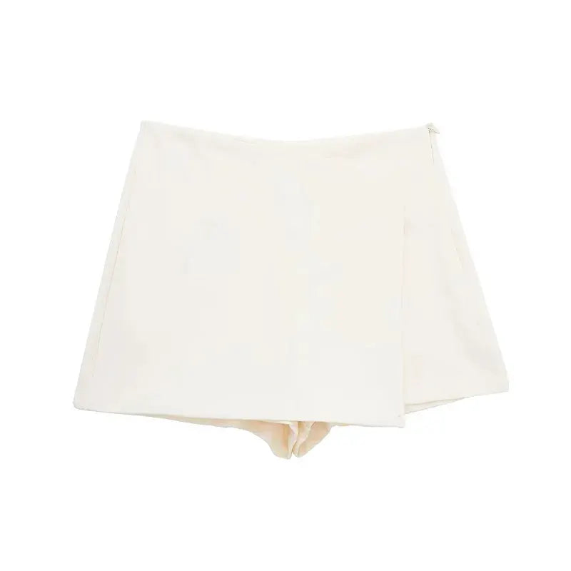 HXAO Women Shorts Skirt 2024 Summer Elegant Casual Party Wear Mid Waist Comfort Polyester Blend White Khaki Black