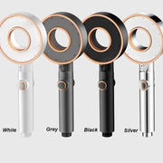 Three-mode adjustable shower heads in a four-color set by Simples Market in White, Grey, Black and Silver