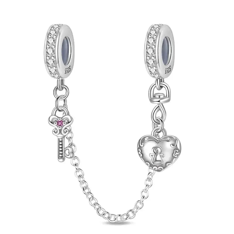Silver Plated Guardian Angel Heart Shaped Zircon Charms Beads for Original Qikaola 925 Bracelets DIY Jewelry Gifts - Simples Market