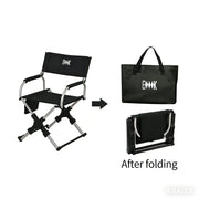 Outdoor foldable director chair with aluminum alloy frame and black fabric; BMK tote bag included (2-item set)