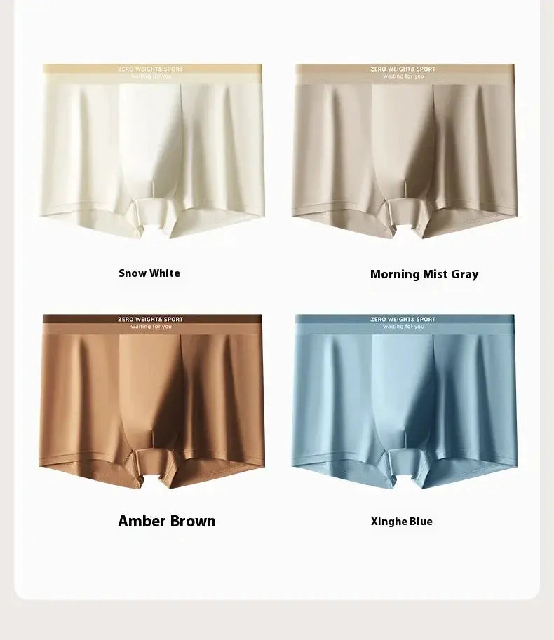 Men's ice-silk boxer shorts set in Snow White, Morning Mist Gray, Amber Brown, and Xinghe Blue by Simples Market