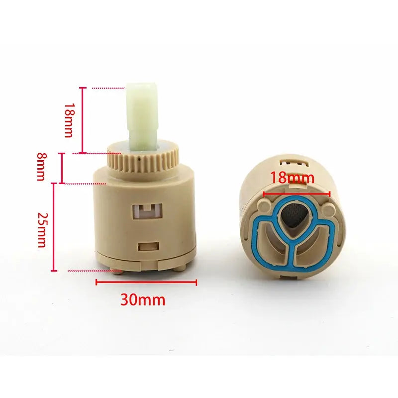 Faucet valve core ceramic cartridge for kitchen hot/cold mixing; beige, 30mm, 2 pcs