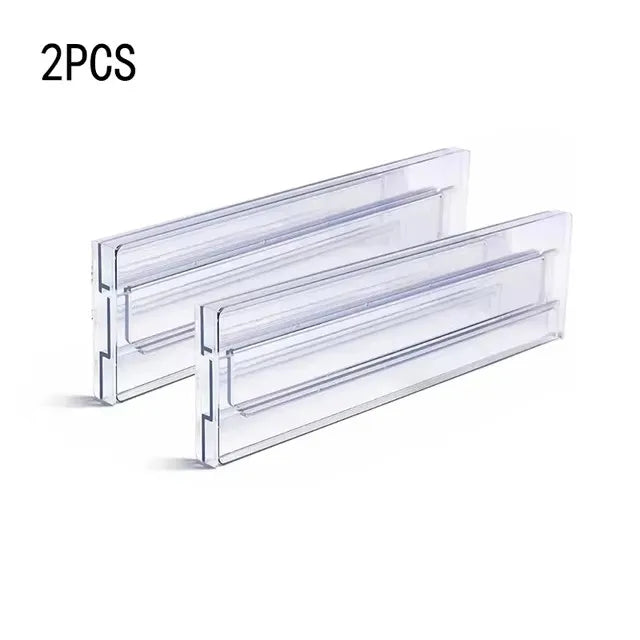 2pcs clear plastic drawer divider organizers for kitchen drawers