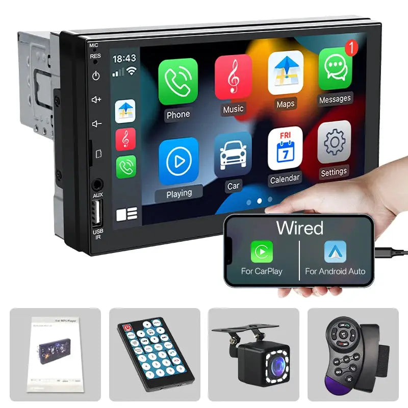 Sinovcle 7 Inch Car MP5 Player With CarPlay Android Auto Touch Screen
