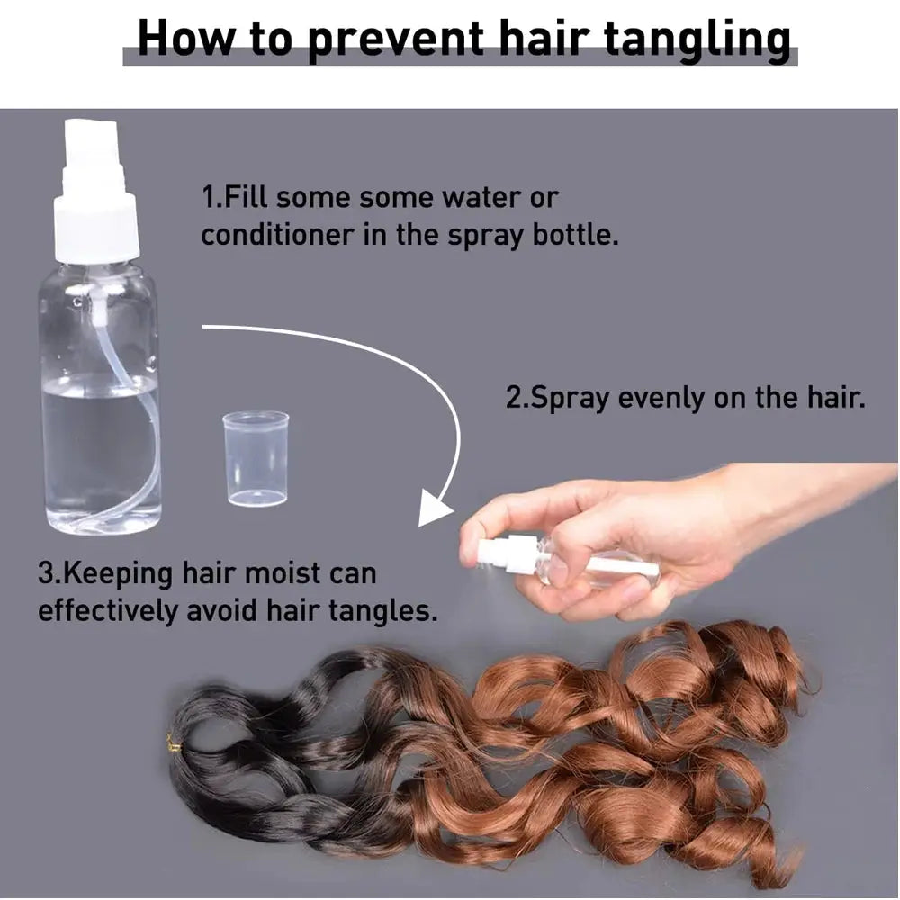French Curls braiding hair extensions, 24-inch synthetic spiral curls, loose wave, two-tone black to copper
