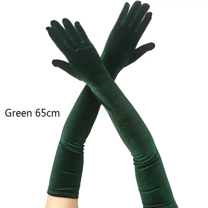 Velvet Gleam Luxury Velvet Evening Gloves For Women With Golden Accents Warm Autumn Winter Banquet Accessory