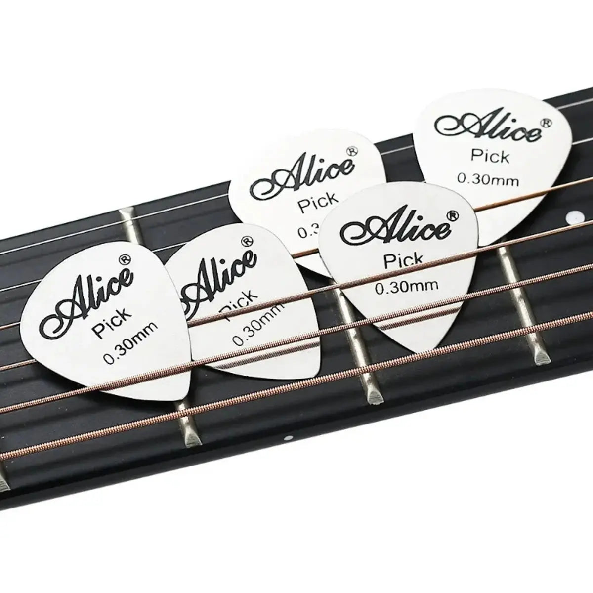 Alice 10Pcs 0.3mm Metal Guitar Picks Set Durable Silver For Guitar Bass Ukulele Professional
