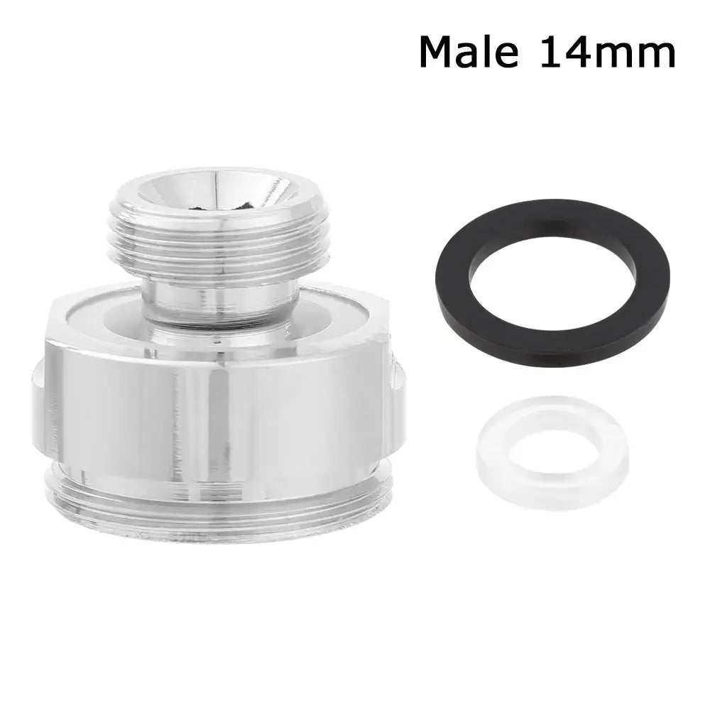 Simples Market chrome swivel aerator adapter, 22mm male thread, with black gasket and white O-ring (3-piece set)