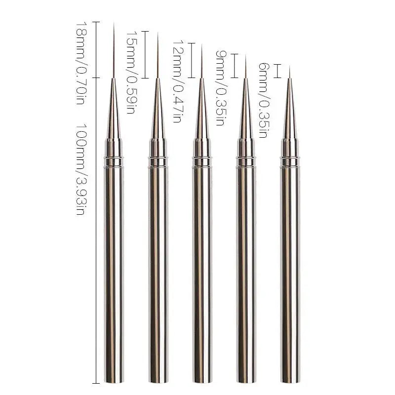ZJS Nails Art Liner Brushes Professional Striping Tools for Precise Elongated Nail Art Lines 6mm 9mm 12mm 15mm 18mm