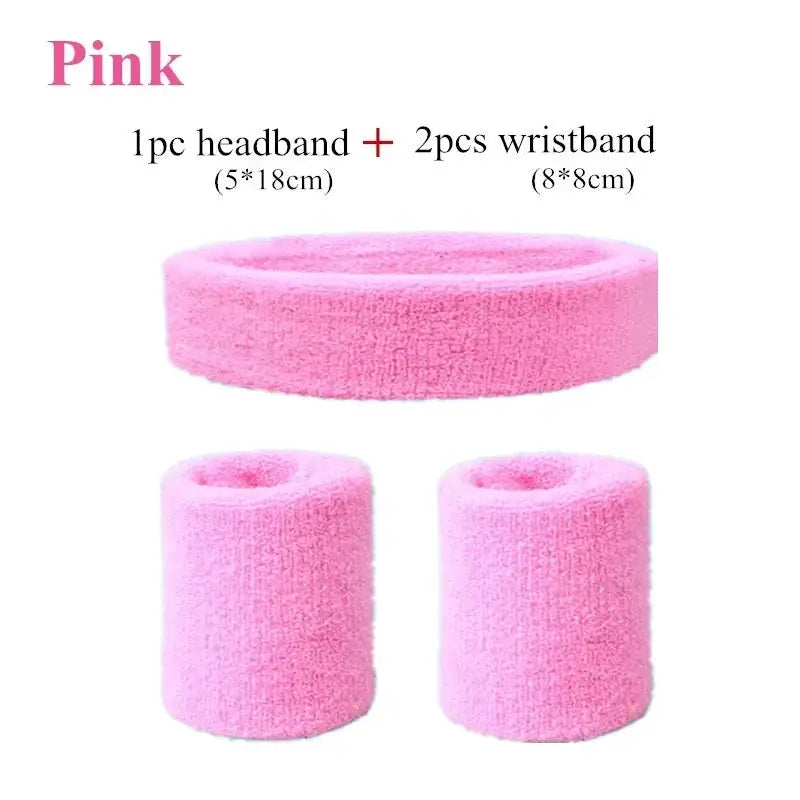 Fashion Sports Headband And Wristband Towel Set Sweatband Cotton Blend For Women And Men Cycling Gym Basketball Tennis
