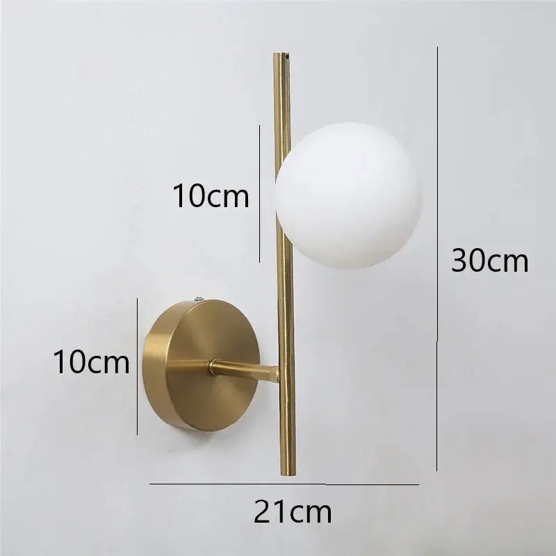 Simples Market modern LED brass wall lamp with milky glass globe and double G9 bulbs