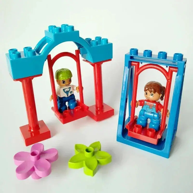 Big Building Blocks Duplo Compatible Large Brick Ferris Wheel Seesaw Slide Swing Educational Toy For Kids