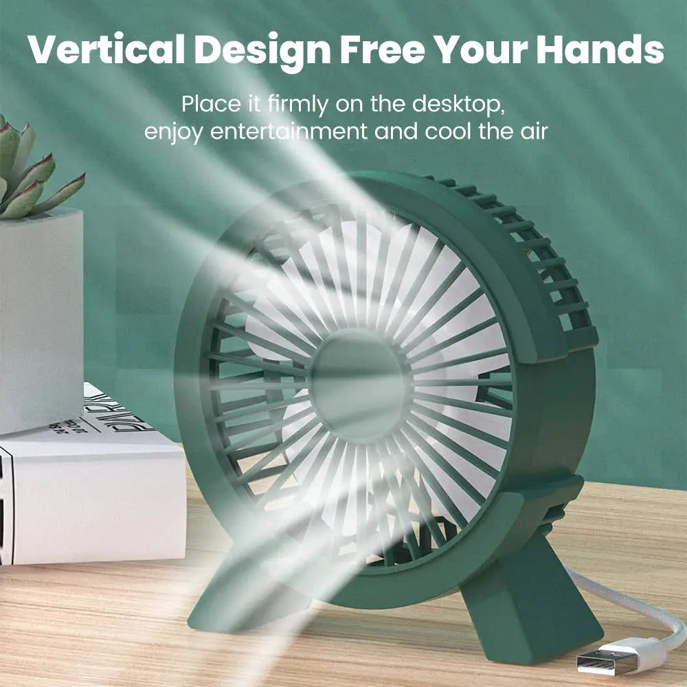 Mini USB Rechargeable Table Fan by Simples Market, green portable desk fan with USB cable