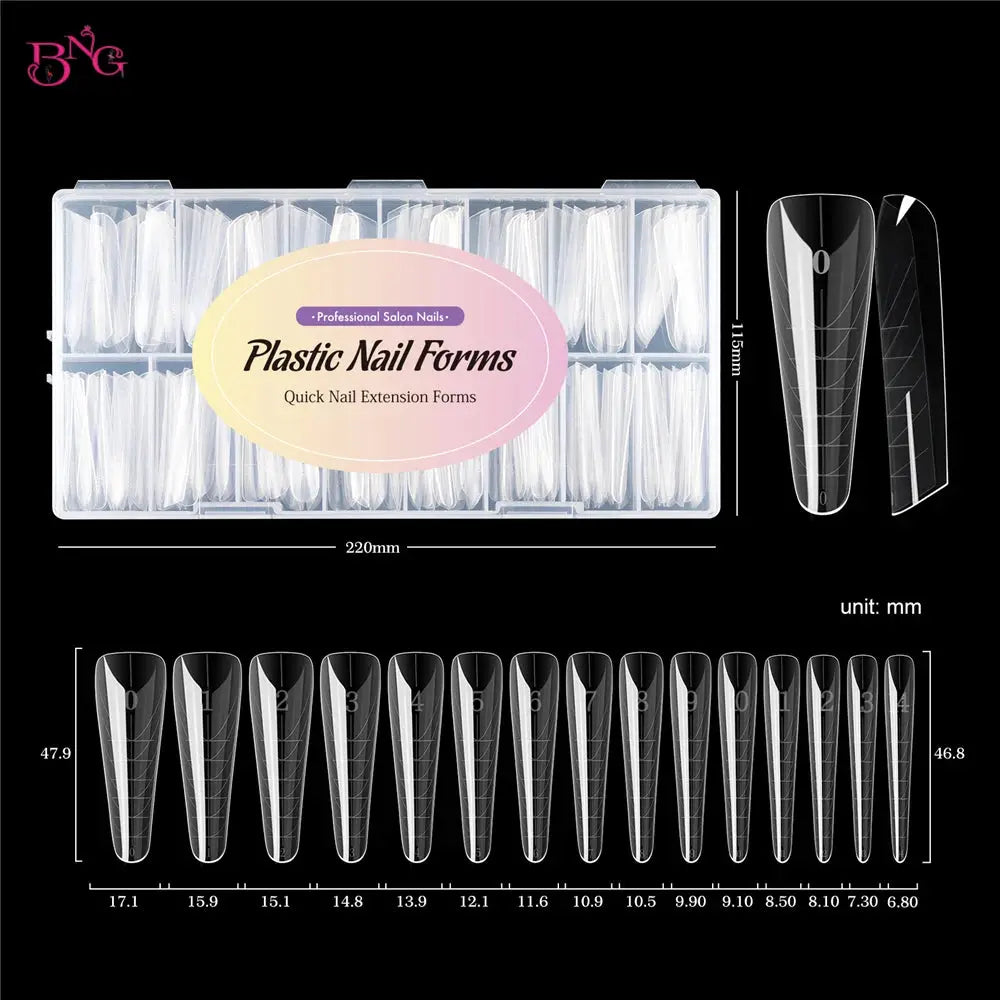 Wide Size Dual Form Nail Molds For Quick Build UV Gel Extensions Square Coffin Almond Shapes