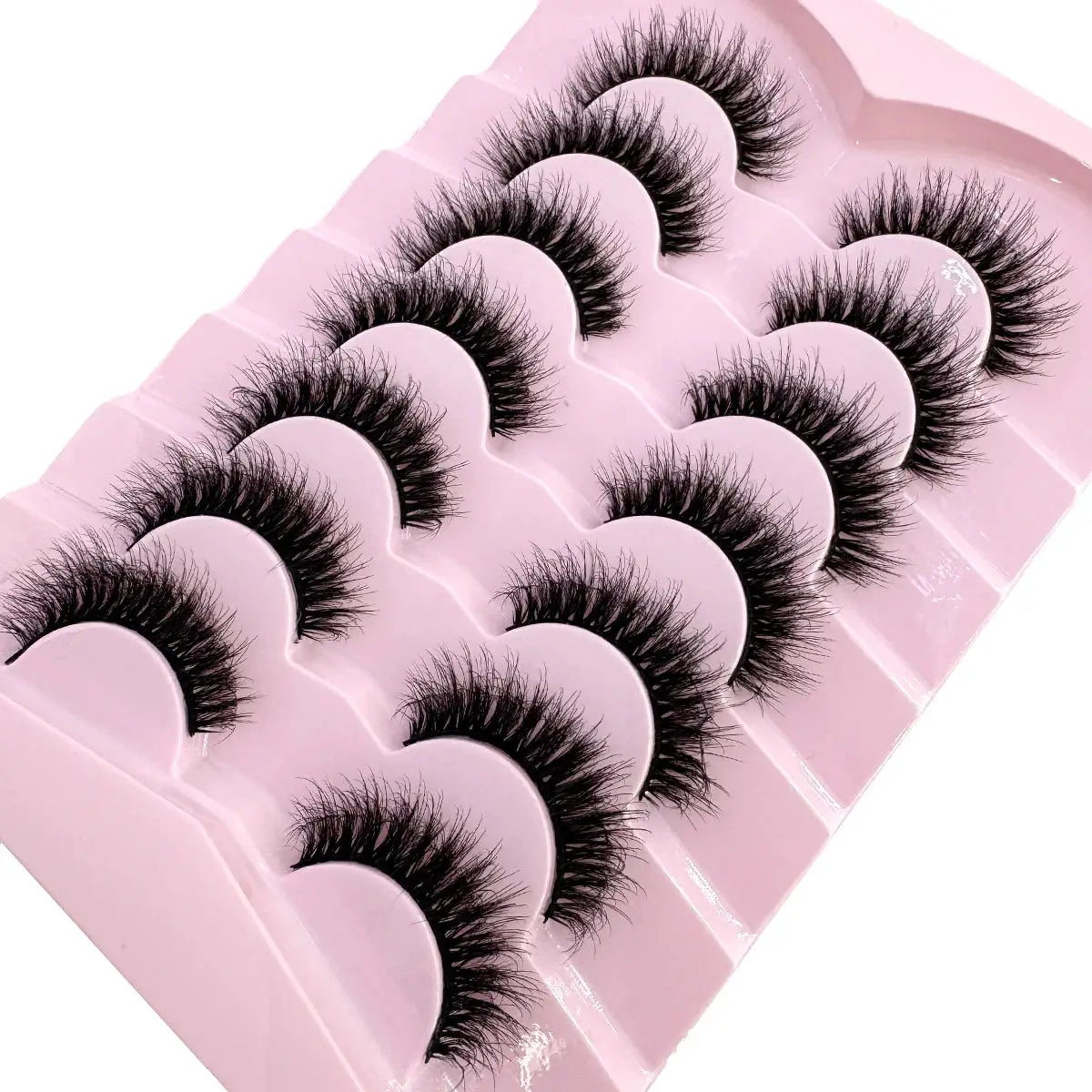 HBZGTLAD 7 Pair Faux Mink Lashes Fluffy Natural Look False Eyelashes Volume Wispy Crossed Thick Fox Eye Cat Eye