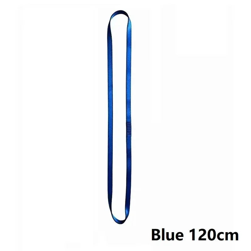 Rock climbing sling belt, blue 120cm, high-strength polyester wearable gear