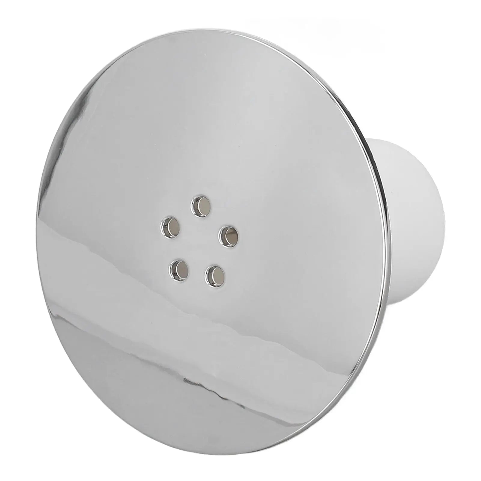 Shower drain cover, chrome round metal plate with central holes for fast flow