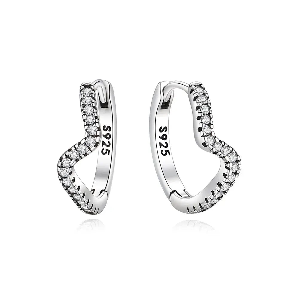 925 Sterling Silver Stud Hoop Earrings For Women Crystal Zircon Rose Gold Crown Heart Infinity Bee Design Jewelry
