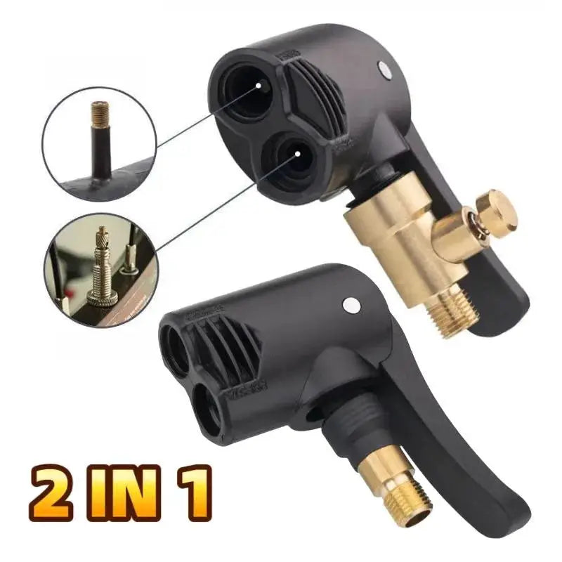 Two In One Bicycle Pump Nozzle Hose Adapter Inflator Valve Connector For Air Chuck And Motorbike Auto Accessories