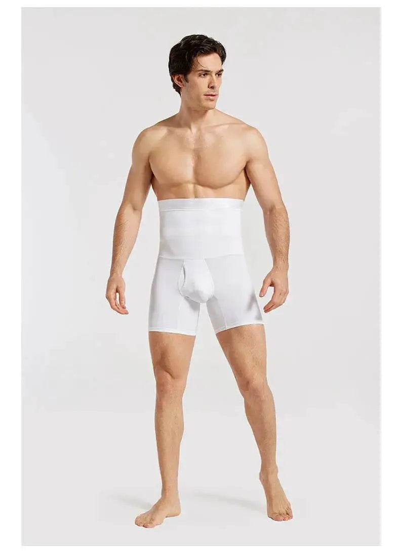 Men's white high-waist tummy-control shapewear shorts by Simples Market