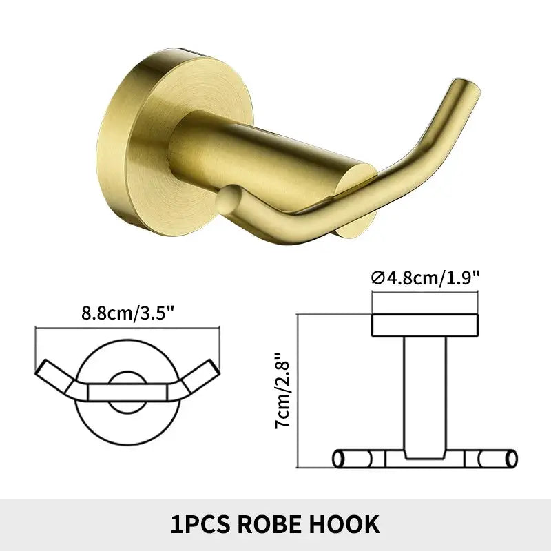 Robe hook, brushed gold, by Simples Market for wall-mounted bathroom hardware