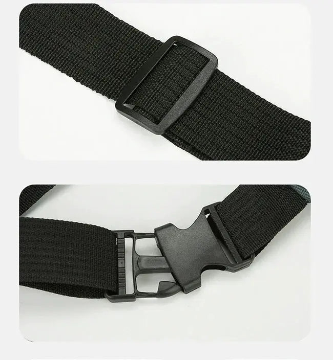 Oxford waterproof waist bag strap in black nylon with a plastic quick-release buckle