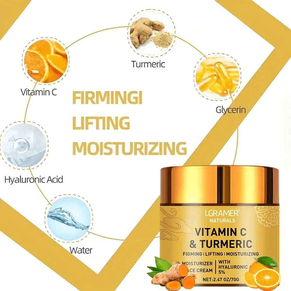 Turmeric Vitamin C Retinol Face Cream With Hyaluronic Acid For Hydrating Firming Brightening Anti Aging Skincare