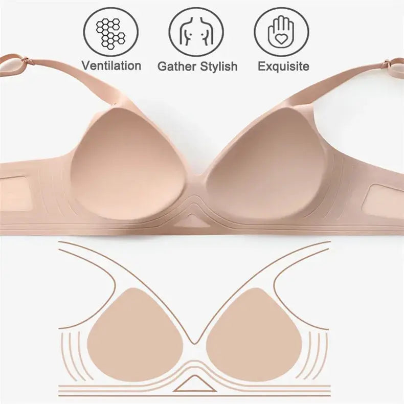 Wire-free beige bra Simples Market seamless push-up bralette for women