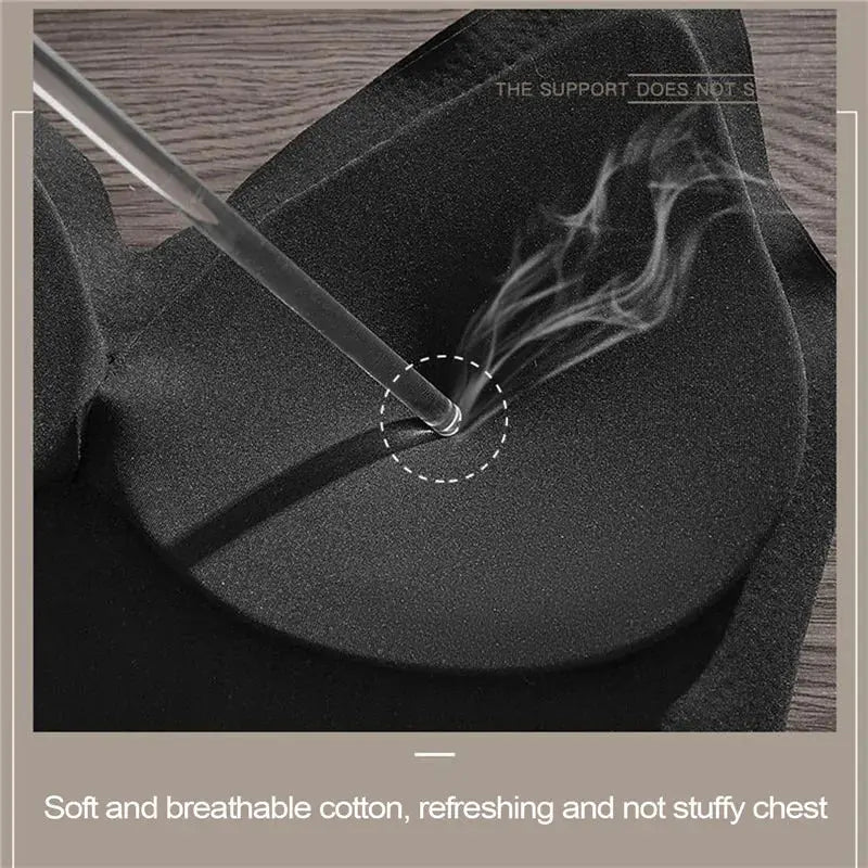 Simples Market women's invisible backless U-plunge bra with transparent straps in black, soft breathable fabric