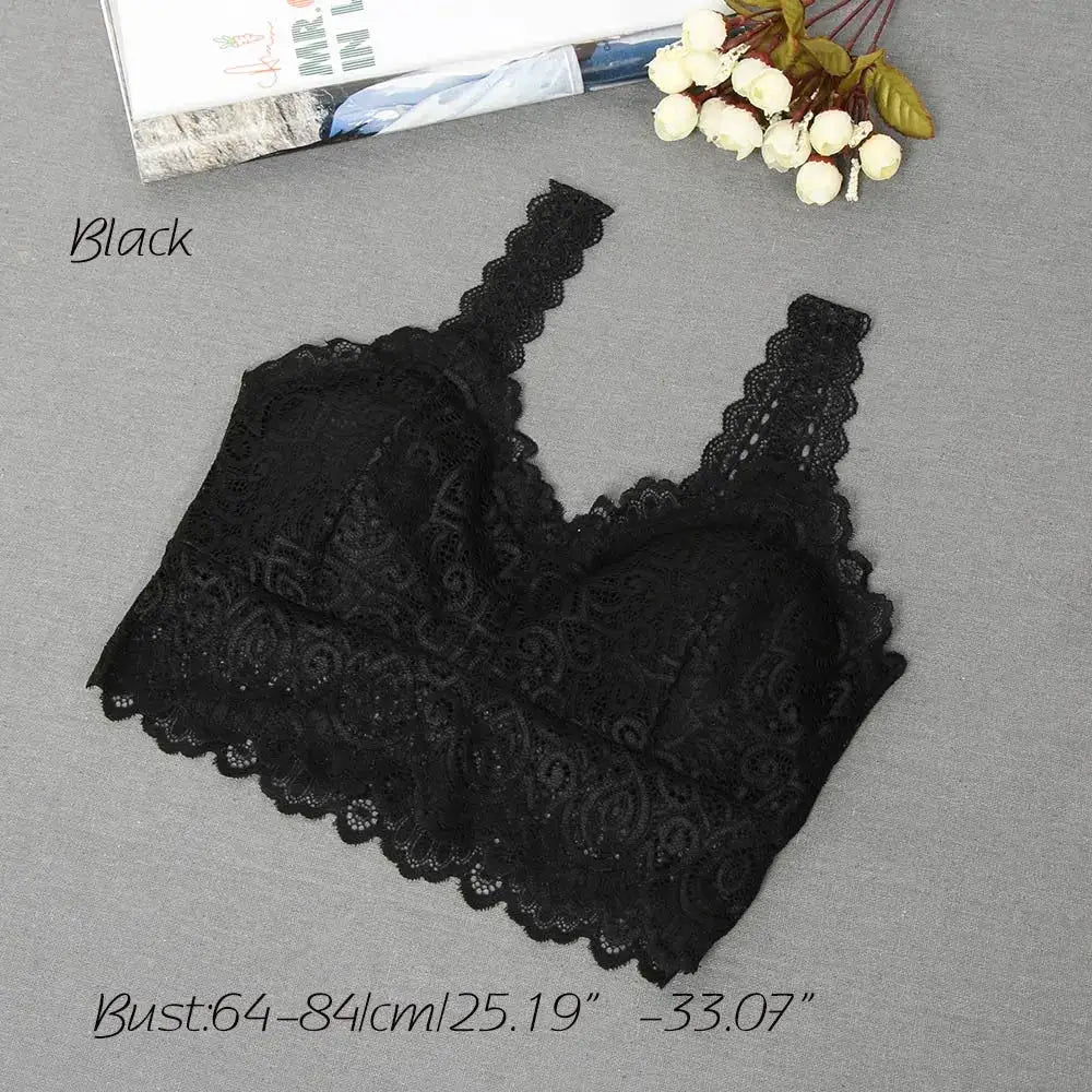 Black lace crochet bralette crop top with scalloped edges