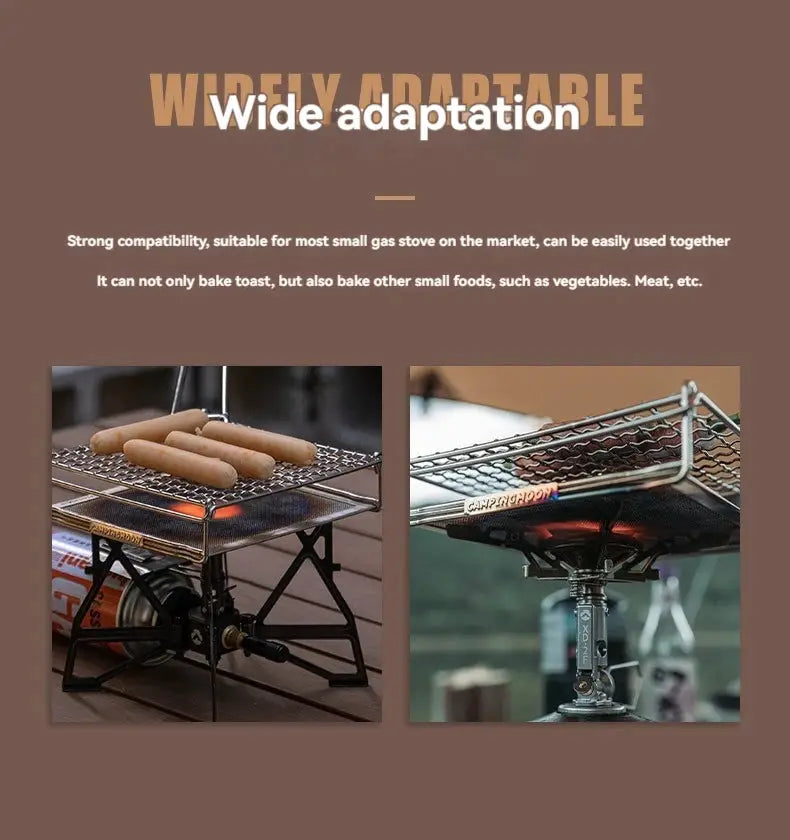 CAMPINGMOON 304 stainless steel folding toast grill net for gas stove; portable camping grill.
