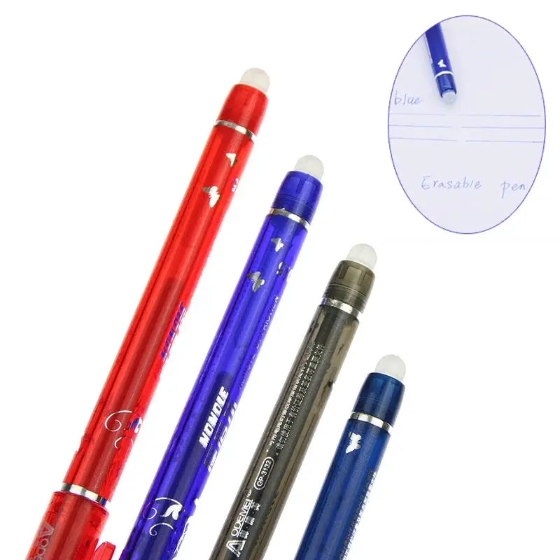 Erasable gel pen set, 55pcs, 0.5mm, colorful translucent barrels