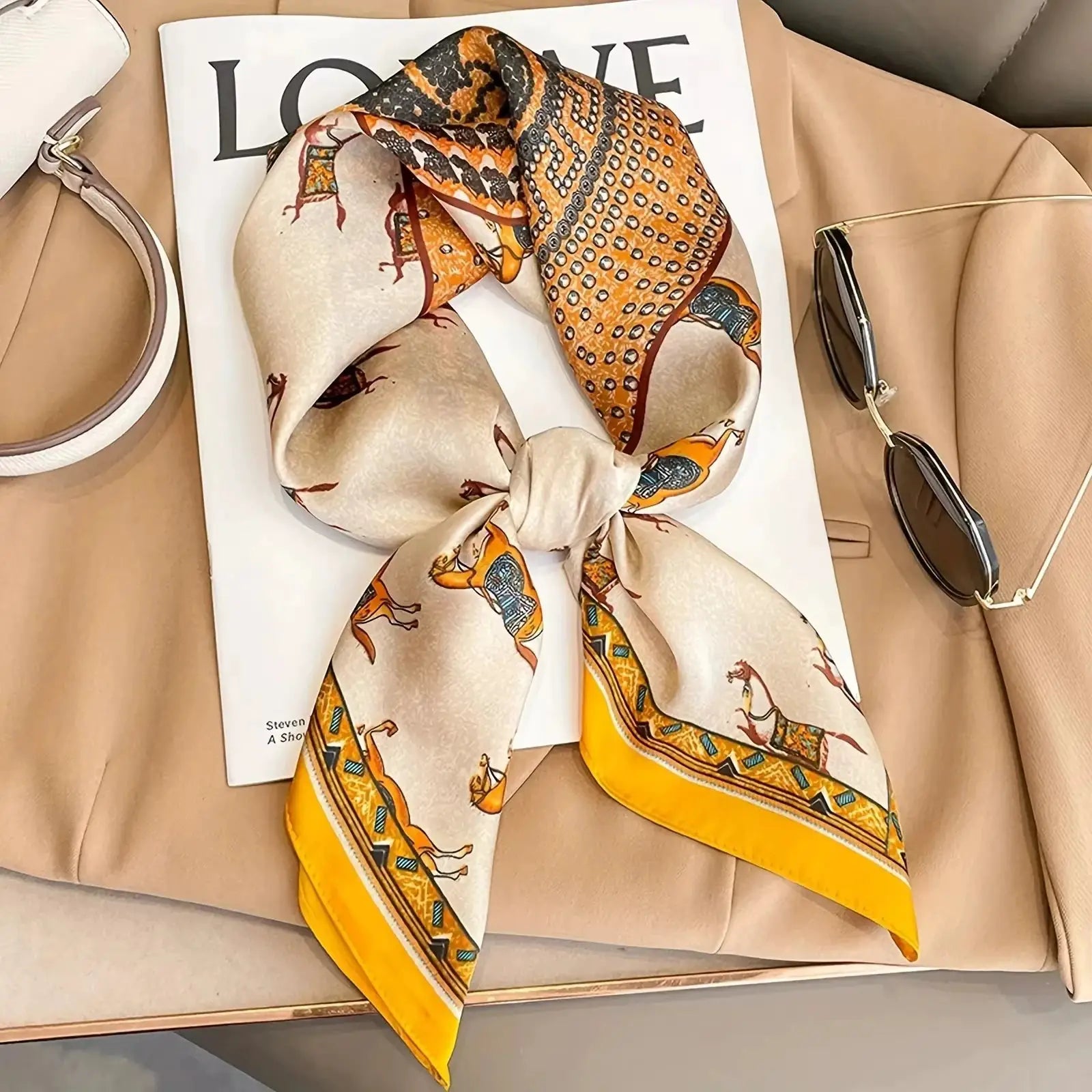 LuxeSilk Luxury Silk Shawl Square Scarf Versatile Satin Wrap For Neckerchief Hair Band Headband Bandana 70x70cm