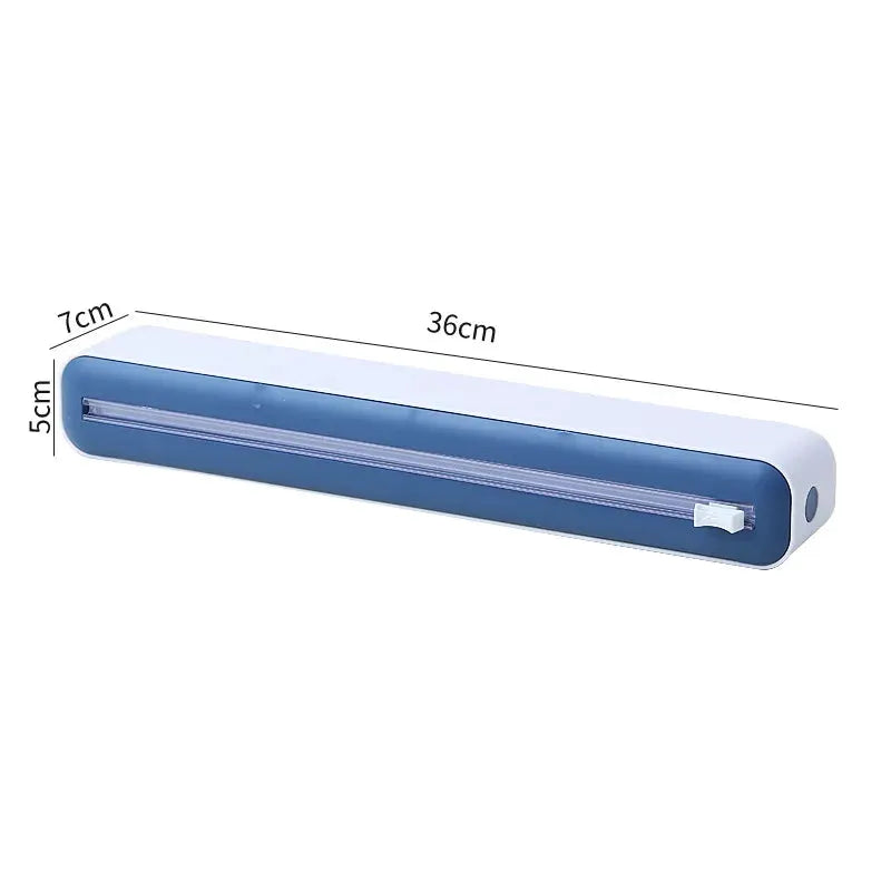 Kitchen Cling Film Cutter With Suction Base Mount For Easy Plastic Wrap Dispensing On Refrigerator