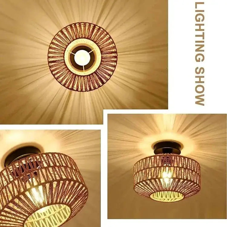 Simples Market natural bamboo rattan ceiling chandelier pendant lamp for living room decor, handmade.