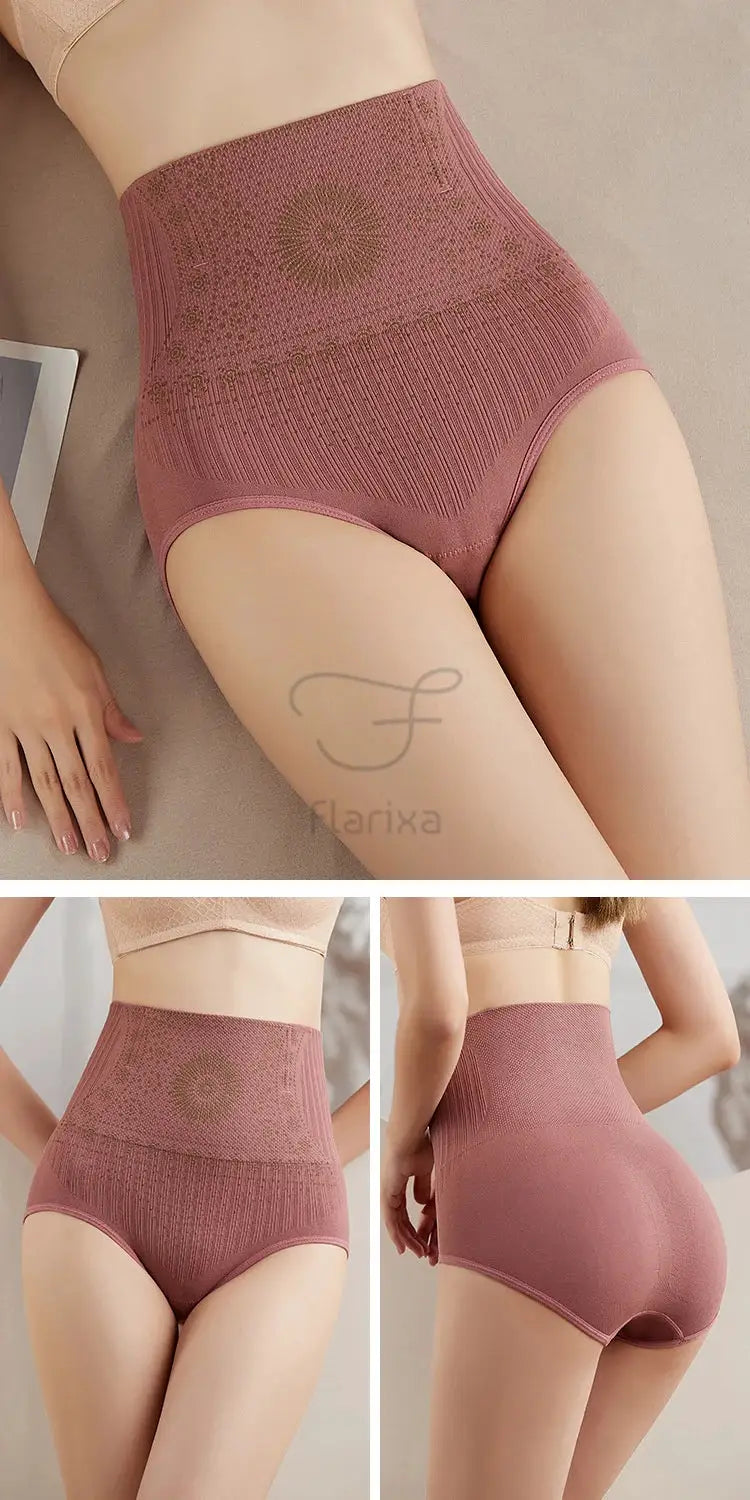 Flarixa high-waist seamless shaping briefs in dusty rose, postpartum body shaper underwear by Simples Market