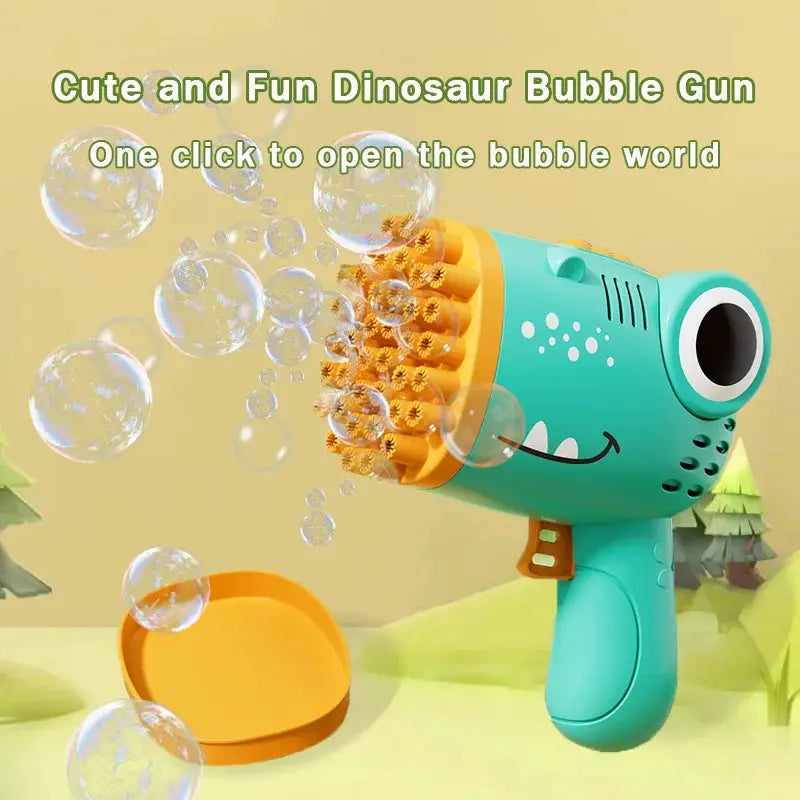 40 Hole Dinosaur Bubble Machine Handheld Electric Bubble Gun for Outdoor Weddings and Parties
