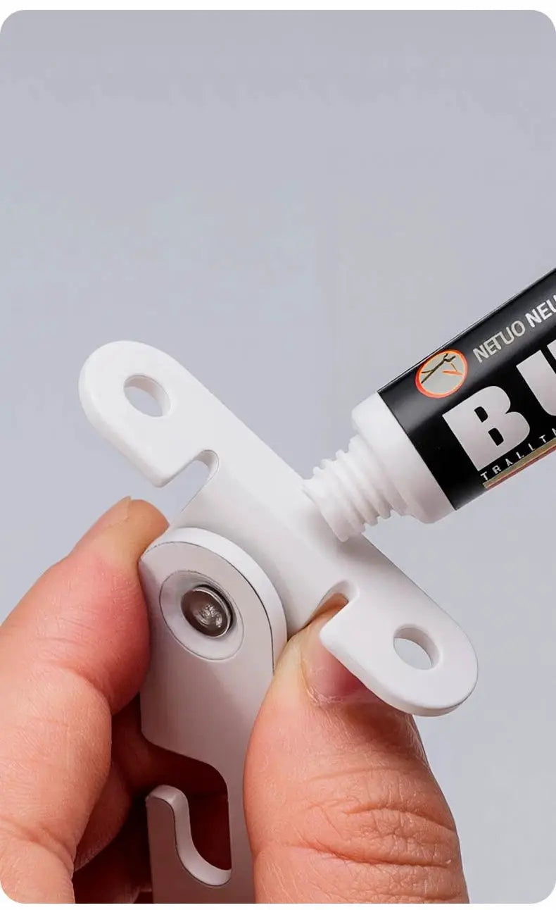 Window lock latch by Simples Market, white plastic with adjustable limiter for child safety