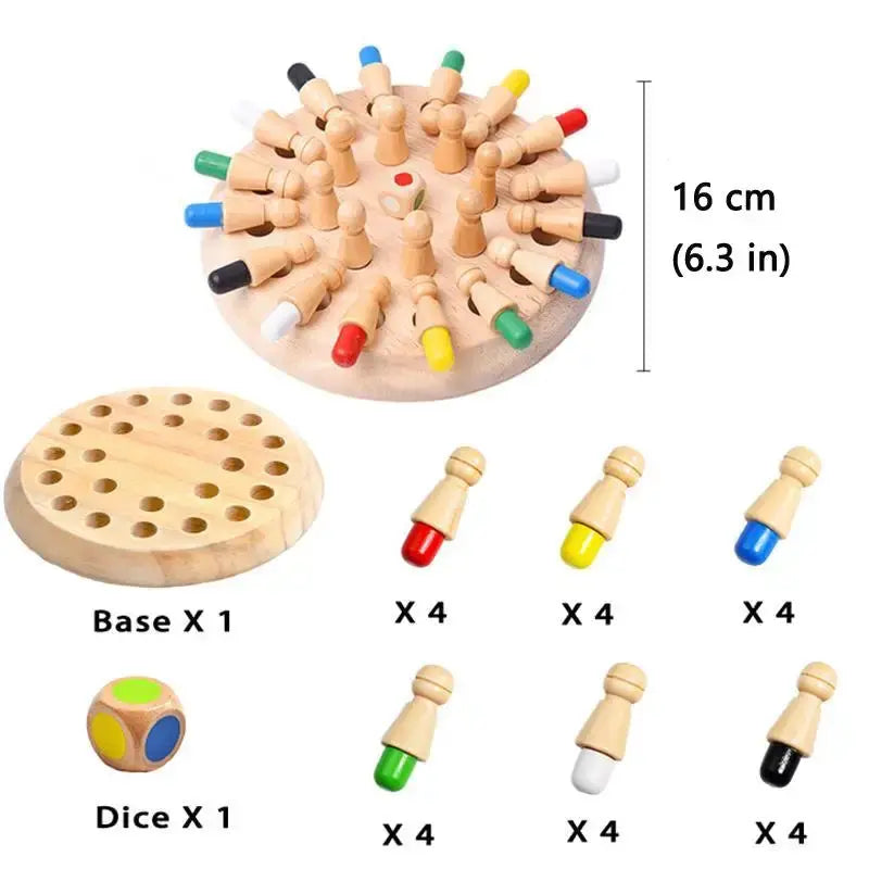 Wooden Montessori Puzzle Toys For Kids Educational Color Sensory Memory Match Chess Party Game
