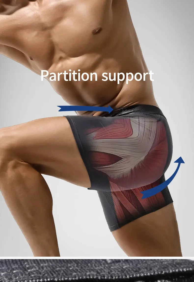 Simples Market men's extra-long sports boxer briefs with breathable mesh panels